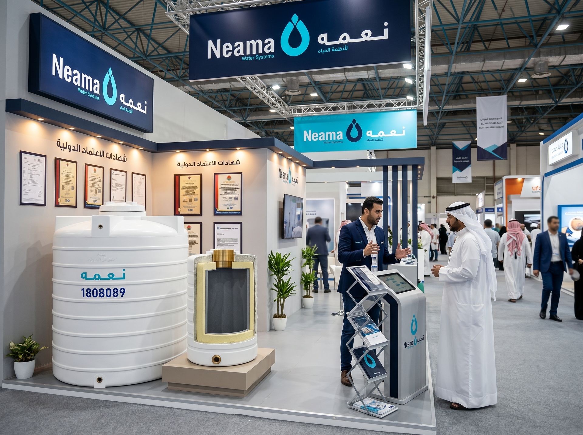 Neama Water Systems Kuwait Exhibition Pavilion Neama Water Systems pavilion at Kuwait Build and Baytak exhibition in Mishref Hall 6 - On-site engineering consultations and exclusive offers